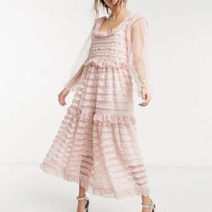 Sister Jane Dusty Pink Tiered Ruffle Maxi Dress
